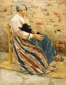 A Woman and a Cat. Max Lieberman. 1878